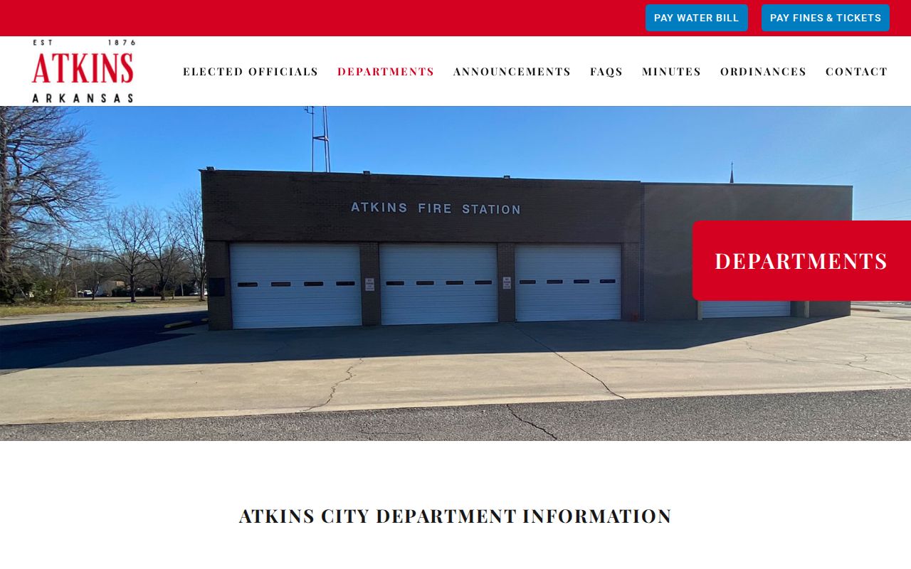 Atkins municipal department contacts for busted mugshot and arrest record requests