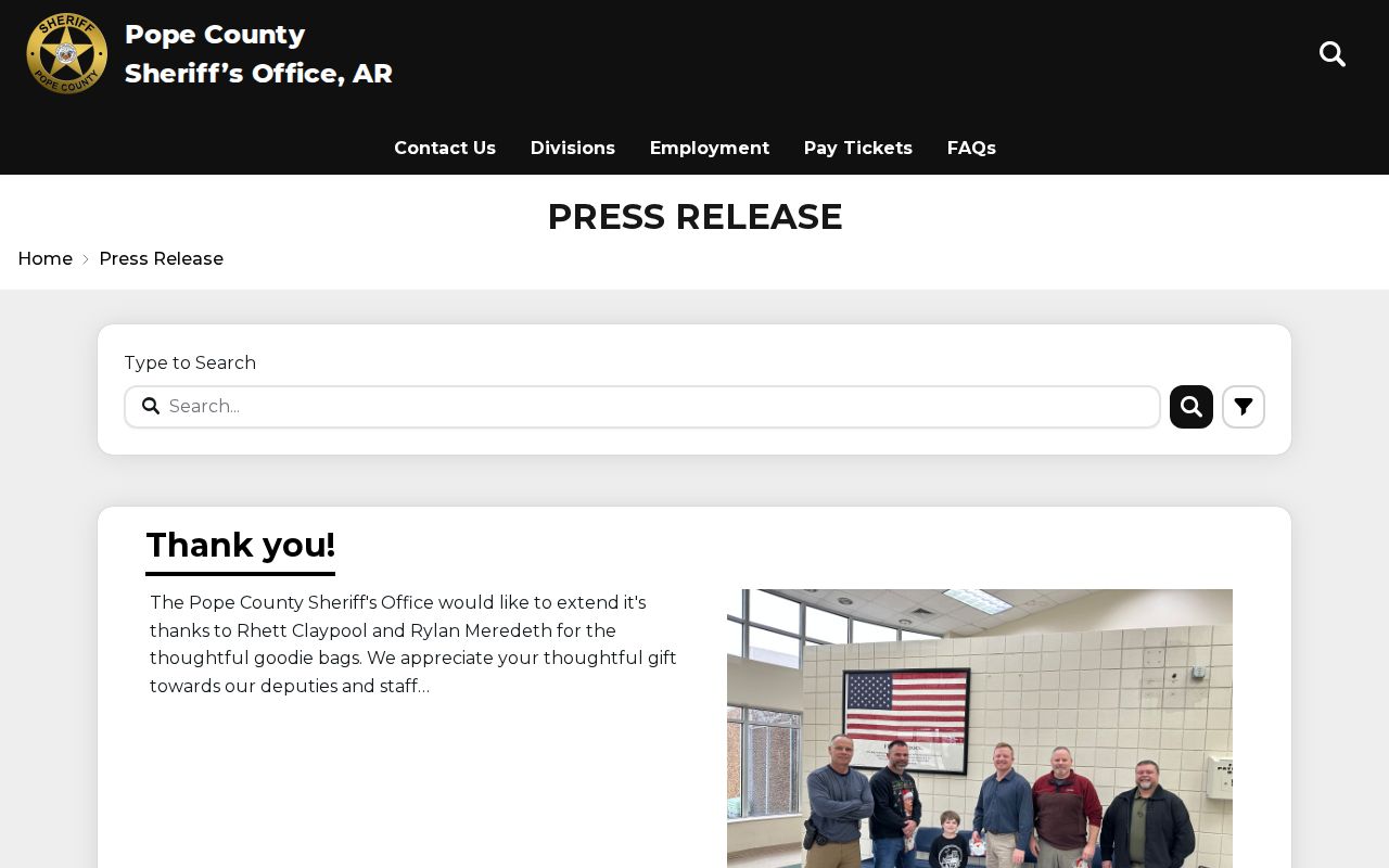 Pope County Sheriff's Office official crime news and press release search